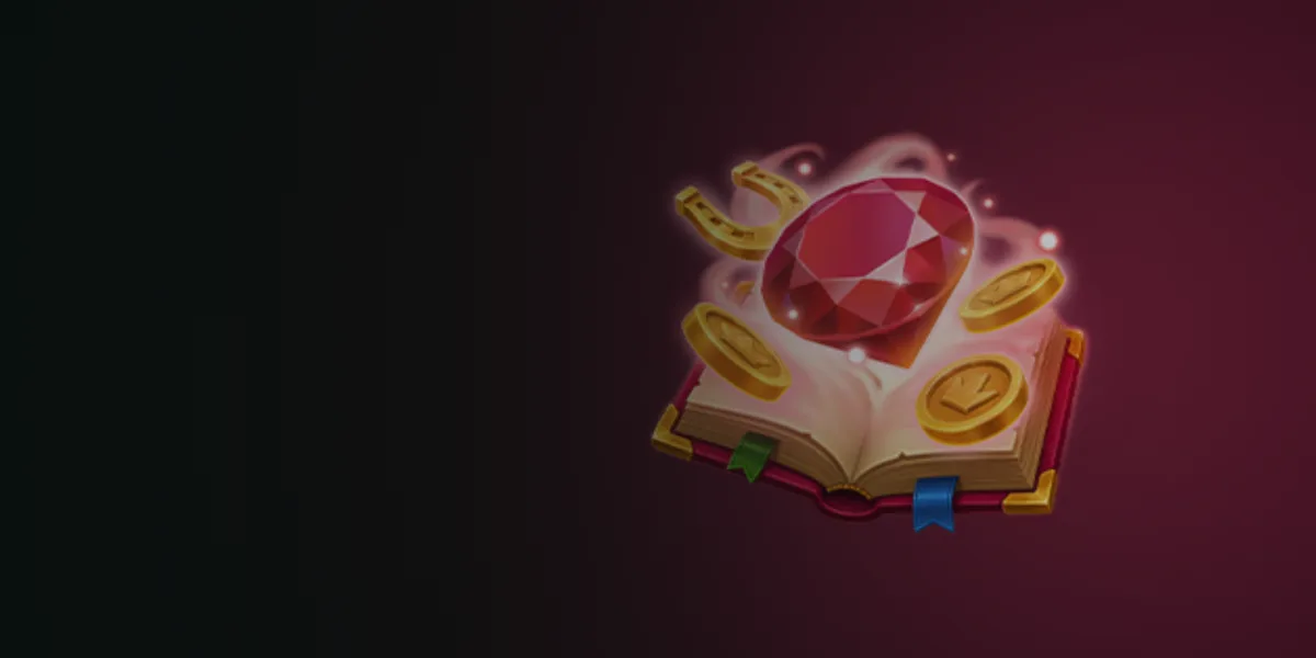 Livre magique avec un rubis et des pièces d'or, visuel du pack machines à sous