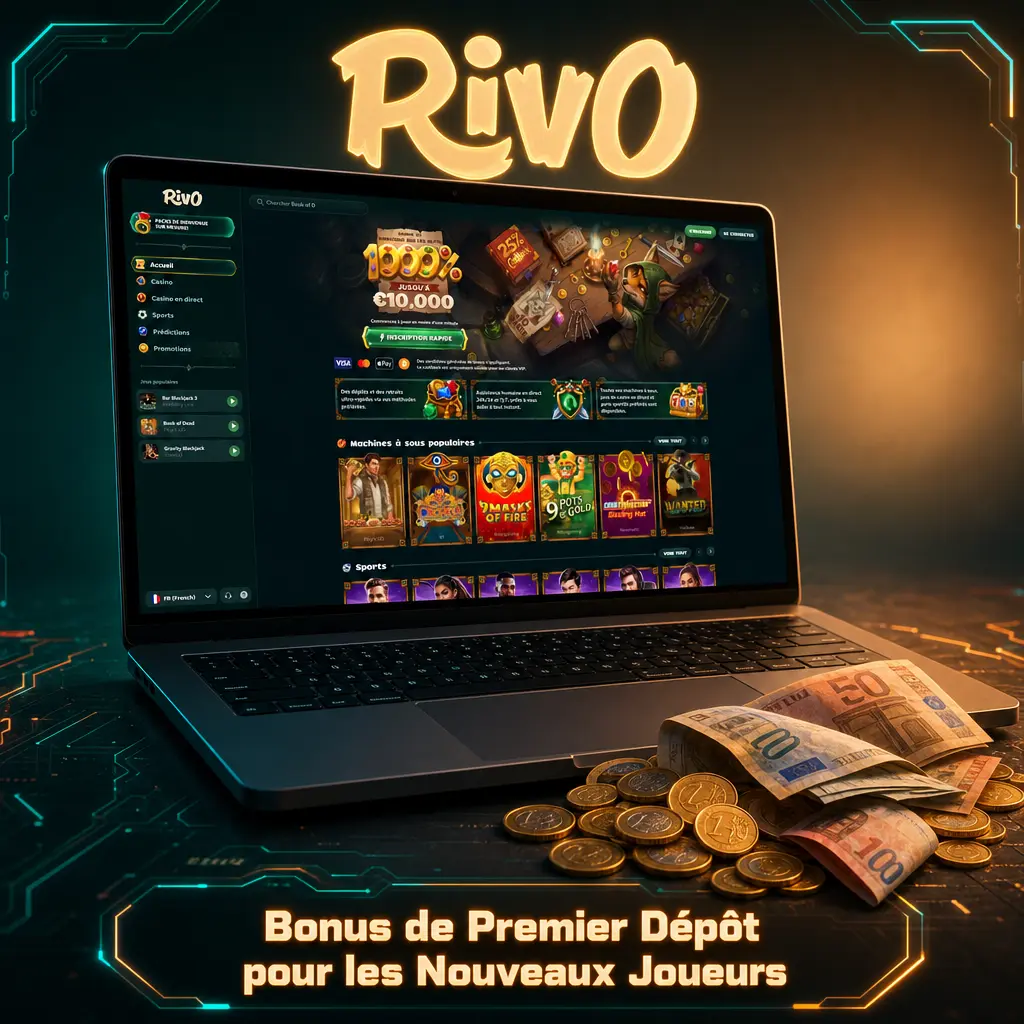 Bonus de bienvenue Rivo : jusqu'à 1000% et 10 000 EUR sur le premier dépôt pour casino, jeux en direct et paris sportifs